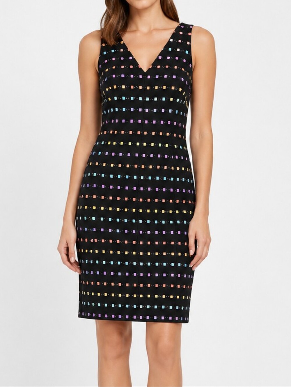 Diane Von Furstenberg DVF Minetta Tweed Sheath Dress Black Rainbow Size 0